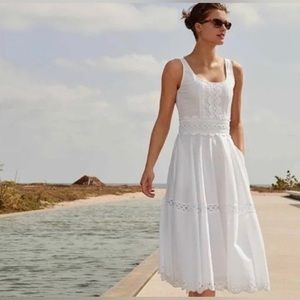 NEW J. Crew Scoopneck Midi Dress with Eyelet Trim in Organic Cotton Size Small